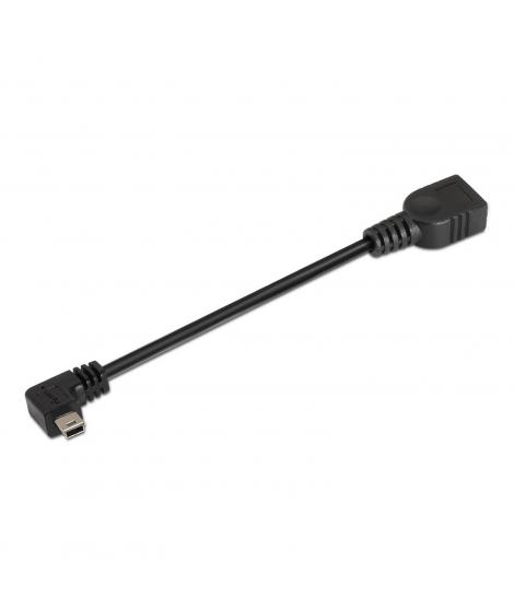 Aisens Cable USB 2.0 OTG Acodado - Tipo Mini B Macho-A Hembra - 15cm - Color Negro