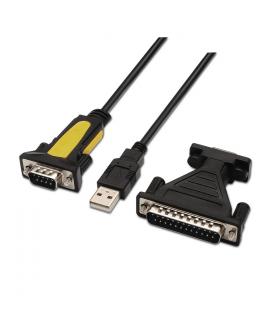 Aisens Conversor USB a Serie - Tipo A Macho a RS232 DB9/M DB25/M - 1.8m - Color Negro