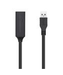 Aisens Cable USB 3.0 Prolongador con Amplicador y Alim - Tipo A/M-A/H - 15m - Color Negro