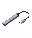 Aisens Hub USB 3.0 Aluminio - Tipo A Macho a 4xTipo A Hembra - 10cm - Color Gris