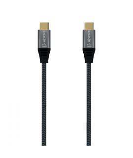 Aisens Cable USB 2.0 Aluminio 5A 100W E-MARK - USB-C/M-USB-C/M - 1.0M - Color Gris