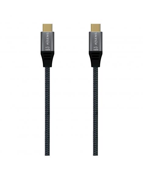 Aisens Cable USB 2.0 Aluminio 5A 100W E-MARK - USB-C/M-USB-C/M - 1.0M - Color Gris