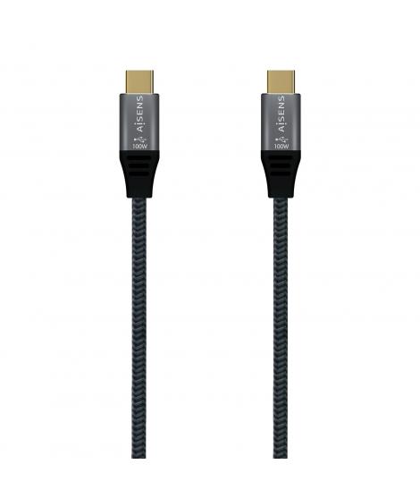 Aisens Cable USB 2.0 Aluminio 5A 100W E-MARK - USB-CM-USB-CM - 1.0M - Color Gris