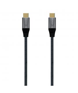 Aisens Cable USB 3.2 Gen2x2 Aluminio 20Gbps 8K@30Hz 5A 100W E-Mark, Tipo USB-C/M-USB-C/M - 0.6m - Color Gris