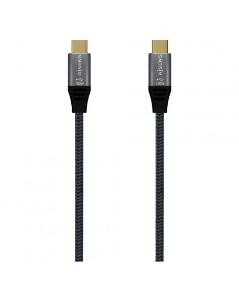 Aisens Cable USB 3.2 Gen2x2 Aluminio 20Gbps 8K@30Hz 5A 100W E-Mark, Tipo USB-C/M-USB-C/M - 0.6m - Color Gris