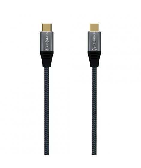 Aisens Cable USB 3.2 Gen2x2 Aluminio 20Gbps 8K@30Hz 5A 100W E-Mark, Tipo USB-C/M-USB-C/M - 1.5m - Color Gris