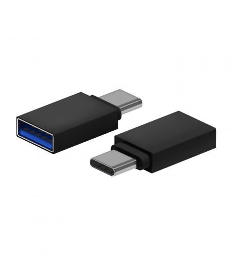 Aisens Mini Adaptador Aluminio USB 3.2 GEN1 3A - Tipo USB-C/M-A/H - Color Negro