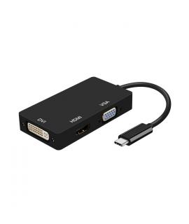 Aisens Conversor USB-C a DVI/HDMI/VGA - USB-C/M-DVI/H-HDMI/H-VGA/H - 15cm - Color Negro