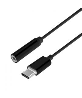 Aisens Conversor USB-C a Audio Estilo Apple - USB-C/M-JACK 3.5/H - 15cm - Color Negro