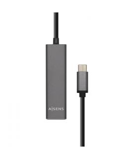 Aisens HUB USB 3.1 USB-C - USB-C Macho a 4xTipo A Hembra - 15cm - Color Gris