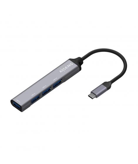 Aisens Hub USB 3.1 USB-C - USB-C Macho a 4xTipo A Hembra - 10cm - Color Gris