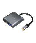 Aisens Conversor USB-C a VGAHDMI 4KUSB3.0USB-C PD - USB-CM-VGAH-HDMIH-USB-AH-USB-CH - 15CM - Color Gris