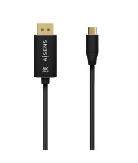 Aisens Cable Conversor Aluminio USB-C a Displayport 8K@60Hz - USB-C/M-DP/M - 0.8m - Color Negro