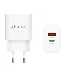 Aisens Cargador 20W - 1xUSB-C PD3.0 - 1xUSB-A QC3.0 - Color Blanco