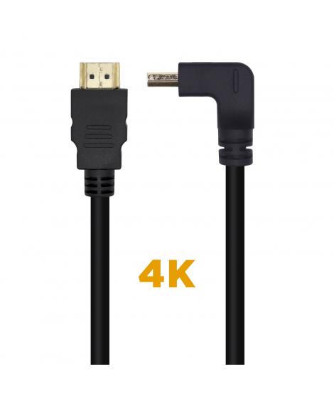 Aisens Cable HDMI V2.0 Acodado Premium Alta Velocidad / HEC 4K@60Hz 18Gbps - A/M-A/M - 2.0M - Color Negro