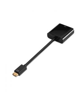 Aisens Conversor Mini HDMI a SVGA+Audio - HDMI C/M-SVGA Hembra+JACK 3.5/H - 10cm +1.0m - Color Negro
