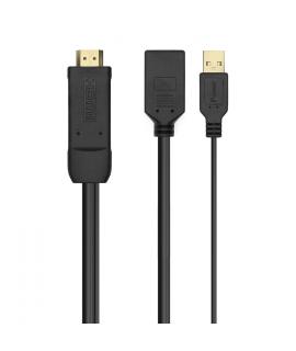 Aisens Conversor Activo HDMI 2.0 + USB ALIM. a DisplayPort V1.2 - HDMIM-USBM-DPH - 10CM - Color Negro