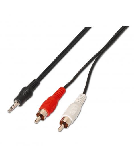 Aisens Cable Audio Estereo - JACK 3.5/M-2xRCA Macho - 3.0m - Color Negro