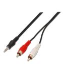 Aisens Cable Audio Estereo - JACK 3.5/M-2xRCA Macho - 3.0m - Color Negro