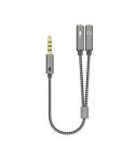 Aisens Cable Adaptador Audio JACK 3.5 4 Pines/M-2xJACK 3.5 3 Pines/H - 25cm - Color Gris