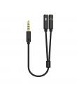 Aisens Cable Adaptador Audio JACK 3.5 4 Pines/M-2xJACK 3.5 3 Pines/H - 25cm - Color Negro