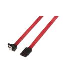 Aisens Cable SATA III Datos 6G Datos Acodado con Anclajes - 0.5m para Disco Duro SATA I - II - III SSD - Color Rojo