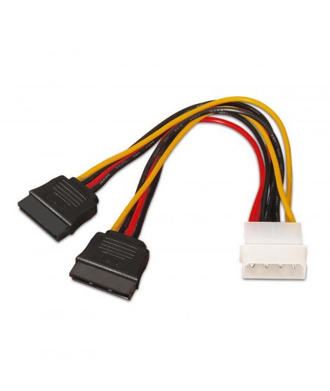 Aisens Cable SATA Alimentacion - Molex 4pin/M-2xSATA Hembra - 20cm - 100% Cobre - Color Negro