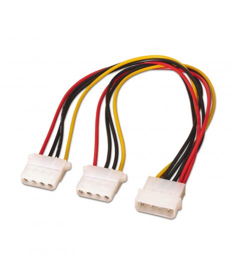 Aisens Cable Alimentacion Molex - Molex 4pin/M-2xMolex 4pin/H - 20cm - 100% Cobre - Color Negro