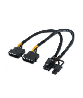 Aisens Cable Tarjeta grafica - 2xMolex 4pin/M-PCI-E(Molex 6+2pin)/M - 20cm - 100% Cobre - Color Negro