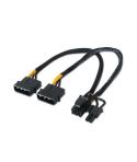 Aisens Cable Tarjeta grafica - 2xMolex 4pin/M-PCI-E(Molex 6+2pin)/M - 20cm - 100% Cobre - Color Negro