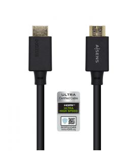 Aisens Cable HDMI V2.1 Certificado Ultra Alta Velocidad 8K@60Hz 48Gbps - A/M-A/M - 0.5m - Color Negro