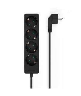 Aisens Regleta Multiple de 4 Tomas sin Interruptor con Cable 3×1.5mm2 - 1.4m - Color Negro