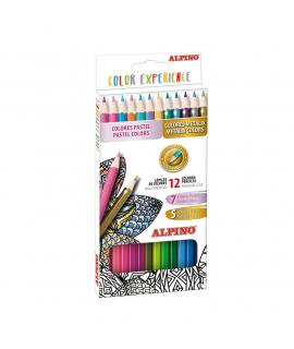 Alpino Color Experience Pack de 12 Lapices de Colores Premium Colores Pastel y Metalicos - Mina Premium para Pintado Suave y Deg
