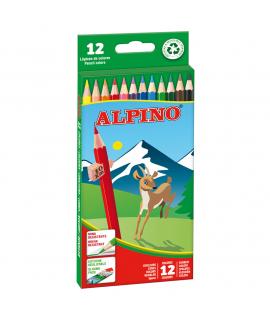 Alpino Pack de 12 Lapices de Colores Hexagonales - Mina de 3mm Resistente a la Rotura - Bandeja Extraible - Colores Vivos y Bril