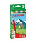 Alpino Pack de 12 Lapices de Colores Hexagonales - Mina de 3mm - Resistente a la Rotura - Bandeja Extraible - Colores Surtidos