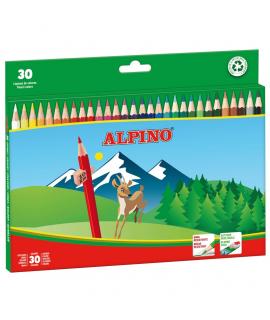 Alpino Pack de 30 Lapices de Colores Creativos - Mina de 3mm - Resistente a la Rotura - Hexagonal - Bandeja Extraible - Colores 