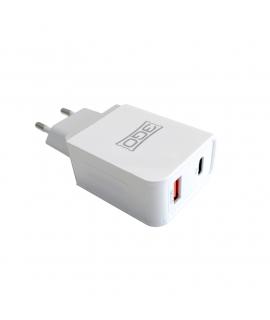 3GO Cargador de Pared 1x USB Quick Charge 3 + 1x USB-C