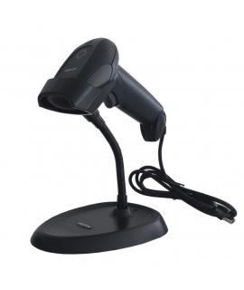 Approx Lector de Codigos de Barras 1D USB con Soporte - Indicador LED, Beeper - Velocidad 300 veces por Segundo - Color Negro