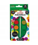 Alpino Pack de 12 Acuarelas - 28mm Diametro - Colores Intensos - Incluye Pincel - Colores Surtidos