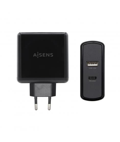 Aisens Cargador para Smartphone 57W 1x USB-C PD3.0 45W, 1x USB-A 5V/2.4A 12W