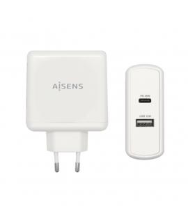 Aisens Cargador para Smartphone 57W 1x USB-C PD3.0 45W, 1x USB-A 5V2.4A 12W