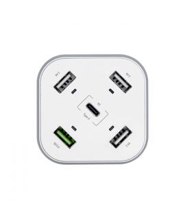 Aisens Cargador de Sobremesa 48W 5 Puertos 3xUSB-A 1xUSB-C 1xUSB QC3.0 - Color Blanco