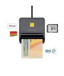 Aisens Lector de Tarjeta Inteligente DNI con Lector de Tarjetas SIM - SD - Micro SD - MMC - RS-MMC - MMC Micro - Color Negro