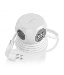 Aisens Regleta de Enchufes Sobremesa Multifuncion con 3 Tomas + 2xUSB-C - 2xUSB-A - 1.4m - Color Blanco