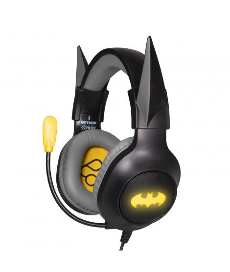 FR-TEC Batman Auriculares Gaming con Microfono Plegable - Diadema Ajustable - Almohadillas Acolchadas - Iluminacion LED Amarilla