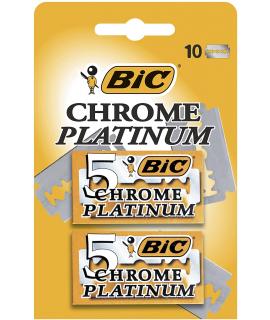 Bic Chrome Platinum Pack de 2 Cajas de 5 Hojas de Afeitar Doble Filo