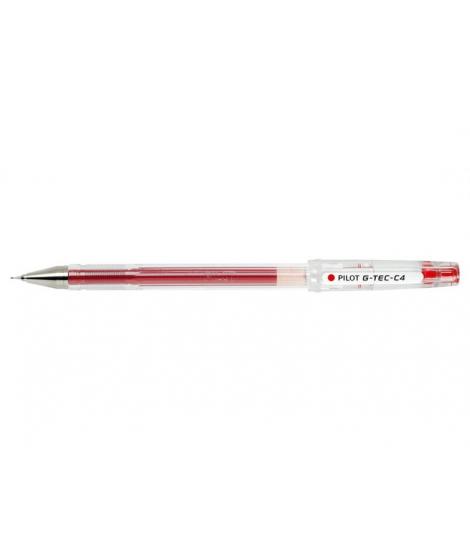 Pilot Boligrafo de Gel G-Tec C4 - Extra Fino - Recargable - Punta de Bola 0.4mm - Trazo 0.2mm - Color Rojo