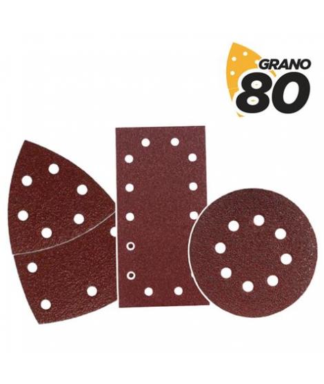 Blim Pack de 9 Lijas con Velcro para Lijadora BL0151 - Grano 80 - 3 Formatos