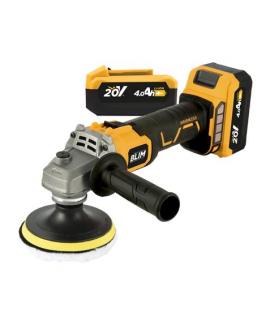 Blim Radial a Bateria 115mm 20V 4Ah + Kit de Pulido - Motor sin Escobillas - Velocidad 1000/3000/4500/8500rpm - Agarre Ergonomic