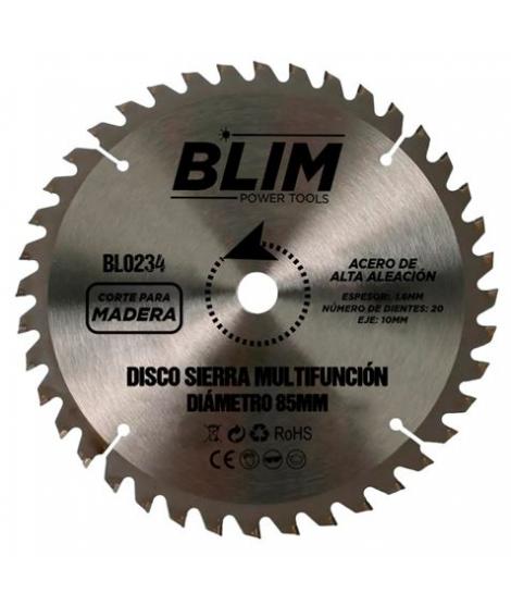 Blim Disco Corte de Madera para Sierra Multifuncion 85mm - 20 Dientes con Recubrimiento en Carburo de Tungsteno